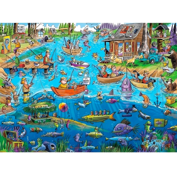 Cobble Hill DoodleTown: Gone Fishing 1000 Piece Jigsaw Puzzle - Picture 6 of 7